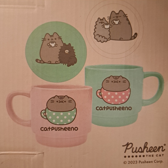 Pusheen Stackable Ceramic Mugs with Coasters - Picture 2 of 3